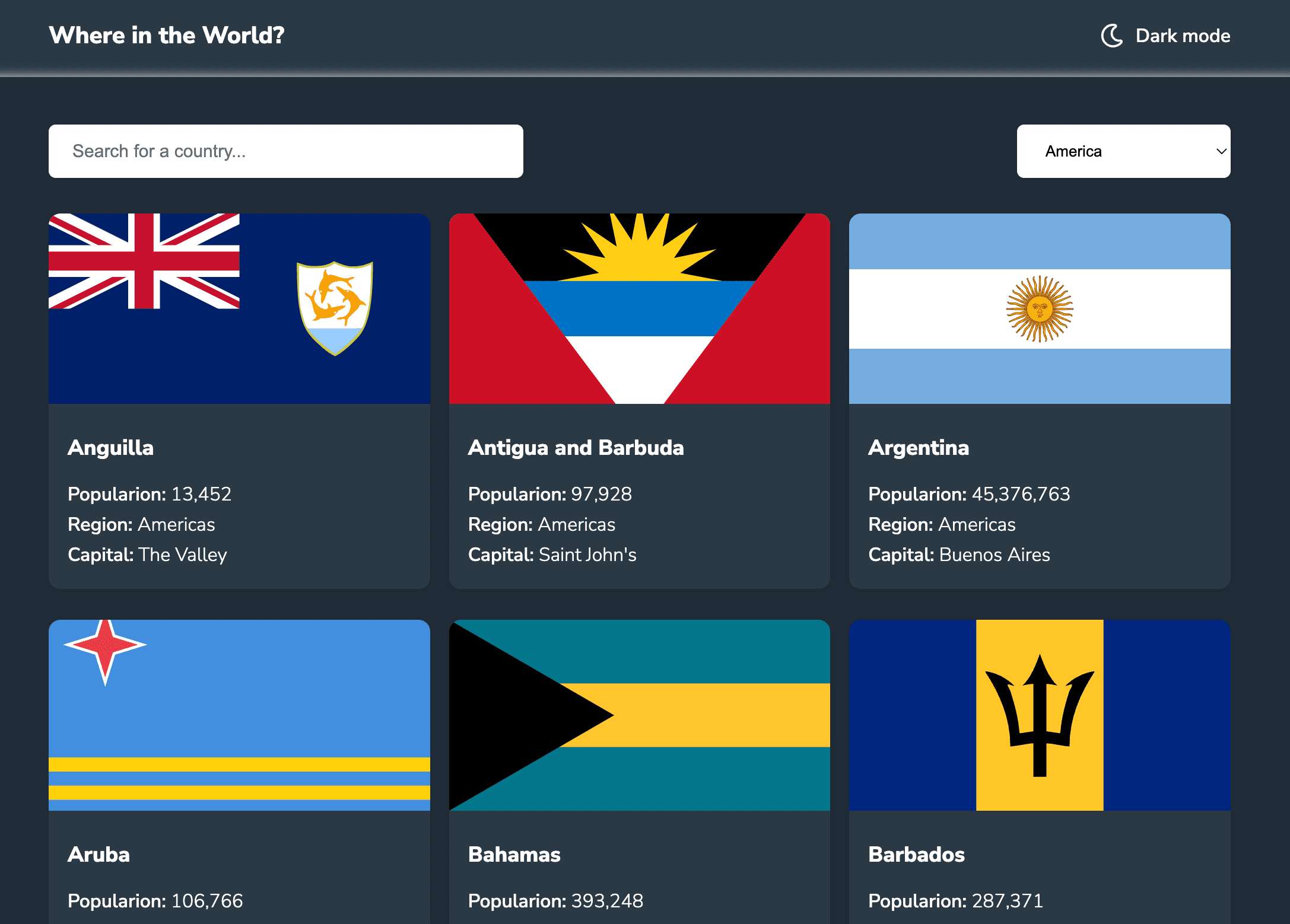 Countries of the World app